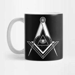 Masonic compasses with square white design Mug